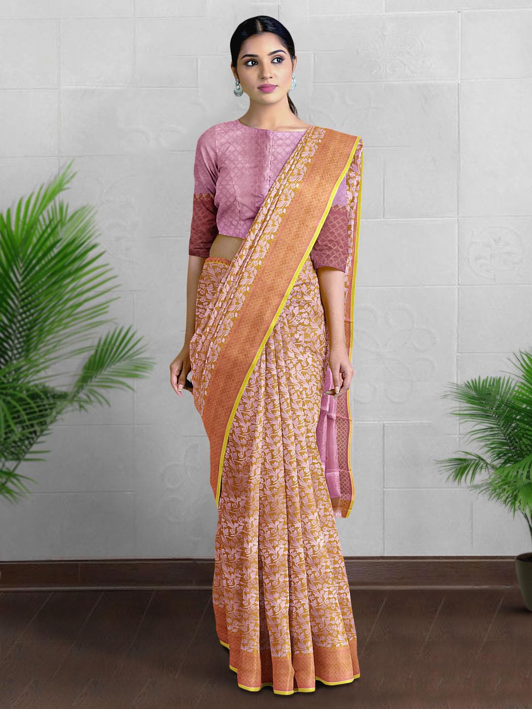 

Kalamandir Floral Woven Design Zari Saree, Mustard