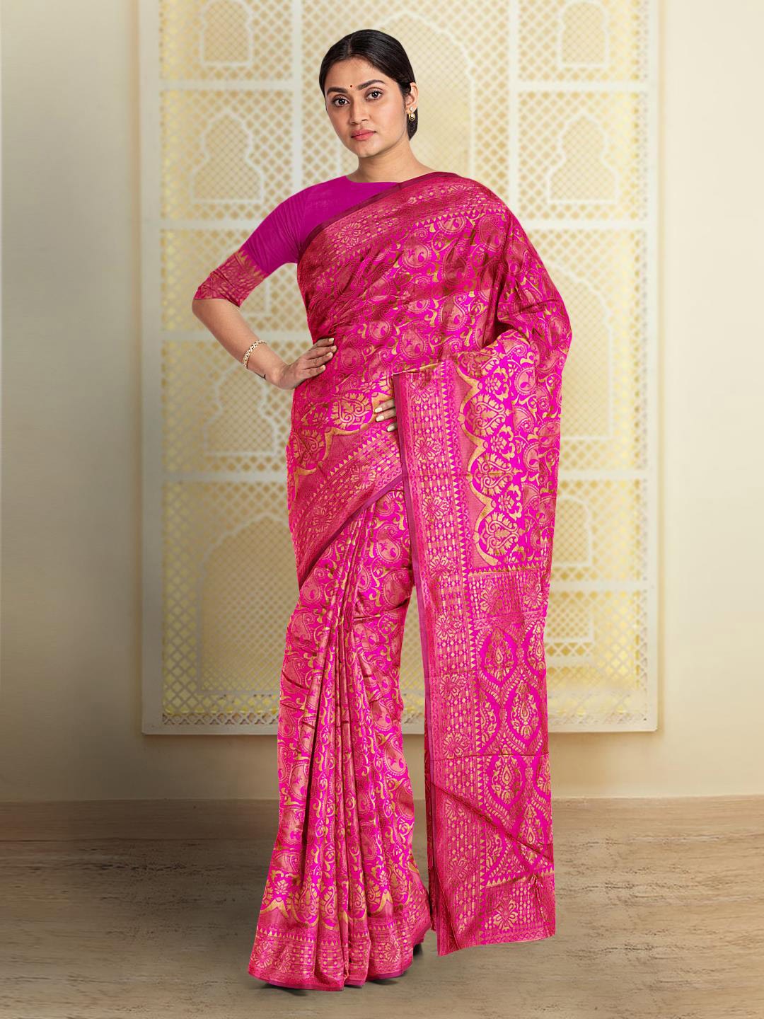 

Kalamandir Paisley Printed Saree, Pink