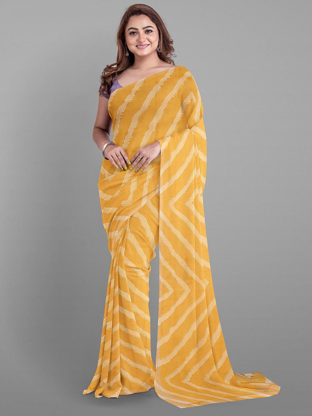 

Kalamandir Leheriya Printed Saree, Mustard