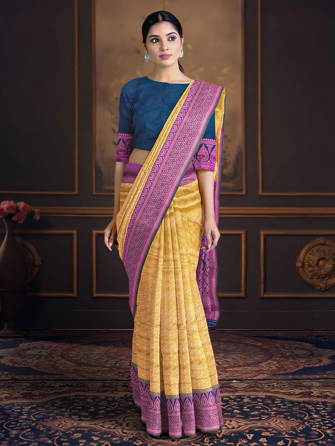 

Kalamandir Paisley Woven Design Zari Saree, Yellow