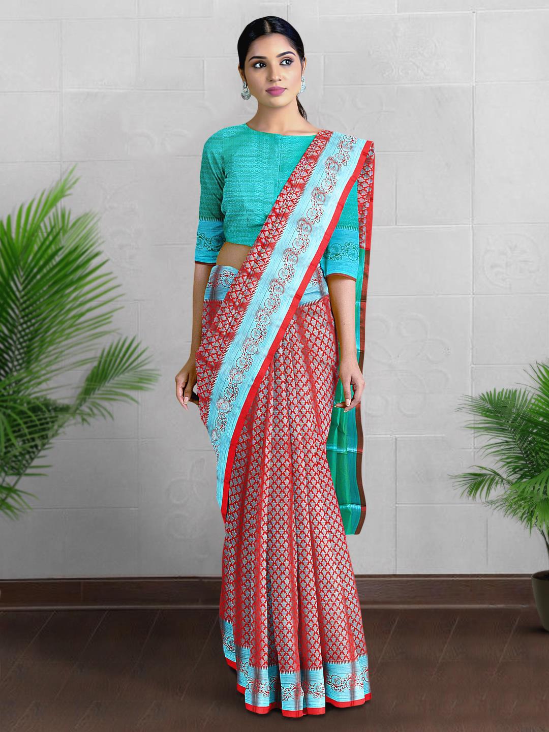 

Kalamandir Woven Design Zari Saree, Red