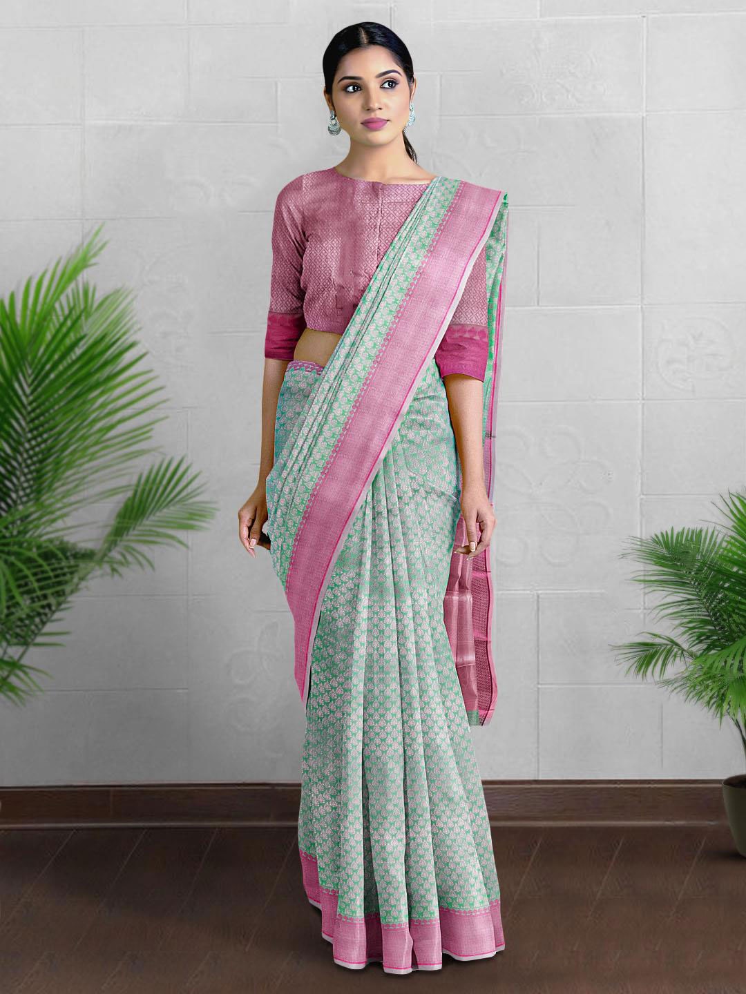 

Kalamandir Woven Design Zari Silk Blend Saree, Sea green