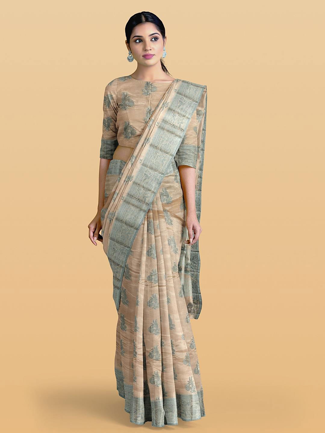 

Kalamandir Ethnic Motifs Woven Design Saree, Beige