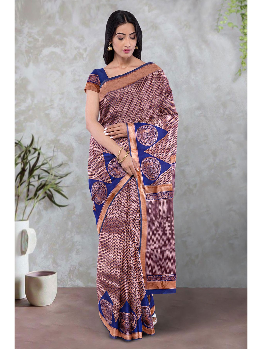 

Kalamandir Woven Design Zari Silk Blend Saree, Blue