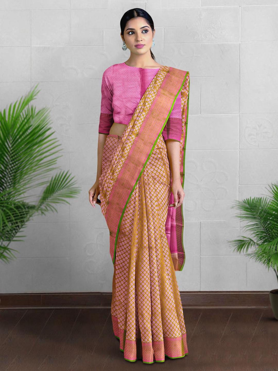 

Kalamandir Floral Woven Design Zari Saree, Mustard