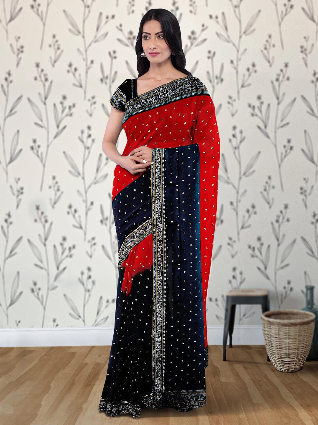 

Kalamandir Ethnic Motif Woven Design Zari Saree, Red