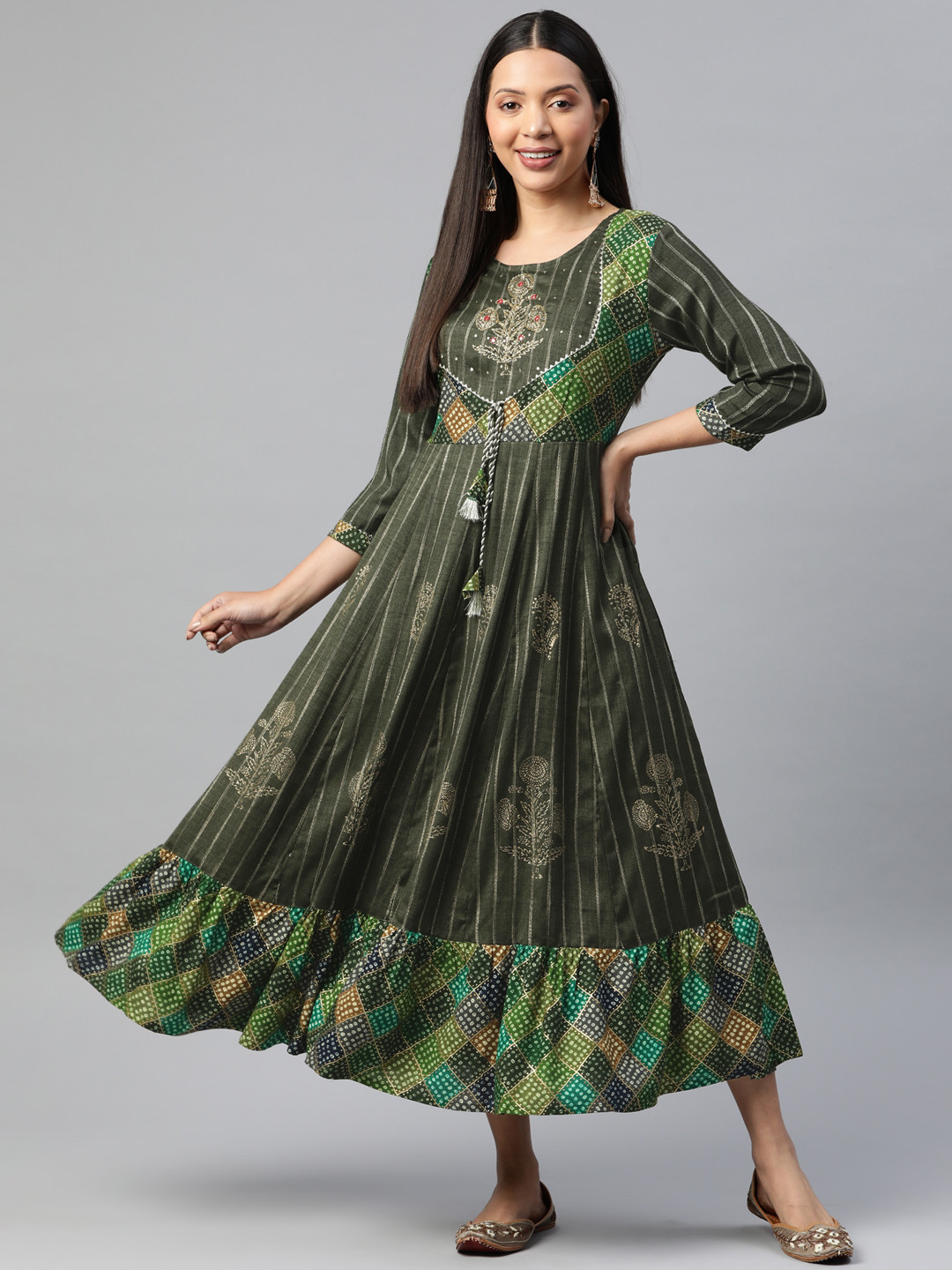 

Readiprint Fashions Floral Print Maxi Dress, Green