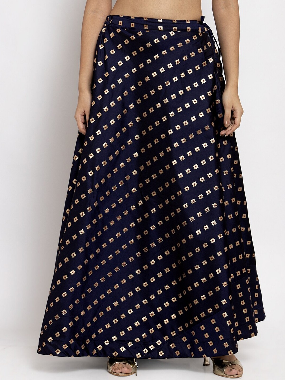 

Clora Creation Self Design Maxi Flared Skirts, Navy blue