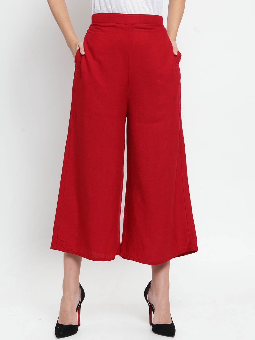 

Clora Creation Women Smart Easy Wash Culottes Trousers, Red