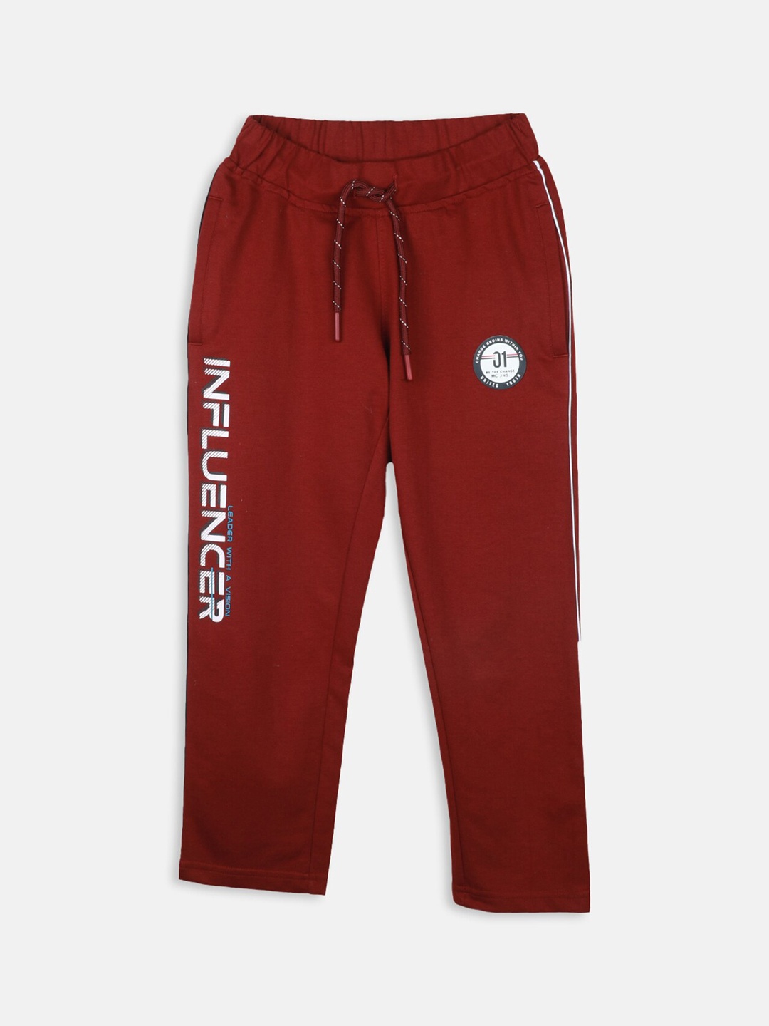 

Monte Carlo Boys Typography Printed Track Pants, Maroon