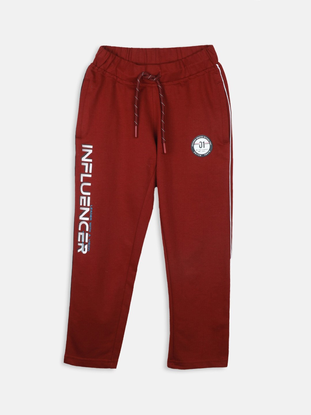 

Monte Carlo Boys Typography Printed Track Pants, Maroon