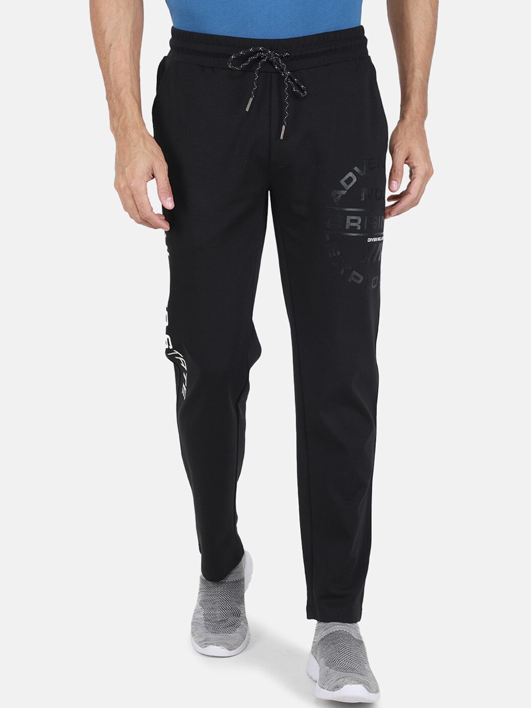 

Monte Carlo Men Typography Printed Mid-Rise Track Pants, Black