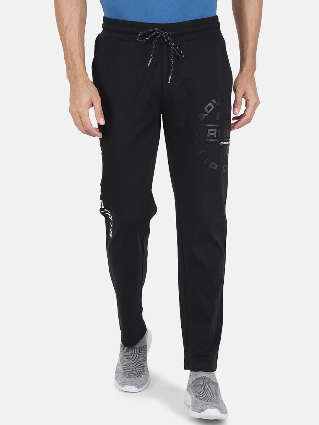 

Monte Carlo Men Typography Printed Mid-Rise Track Pants, Black