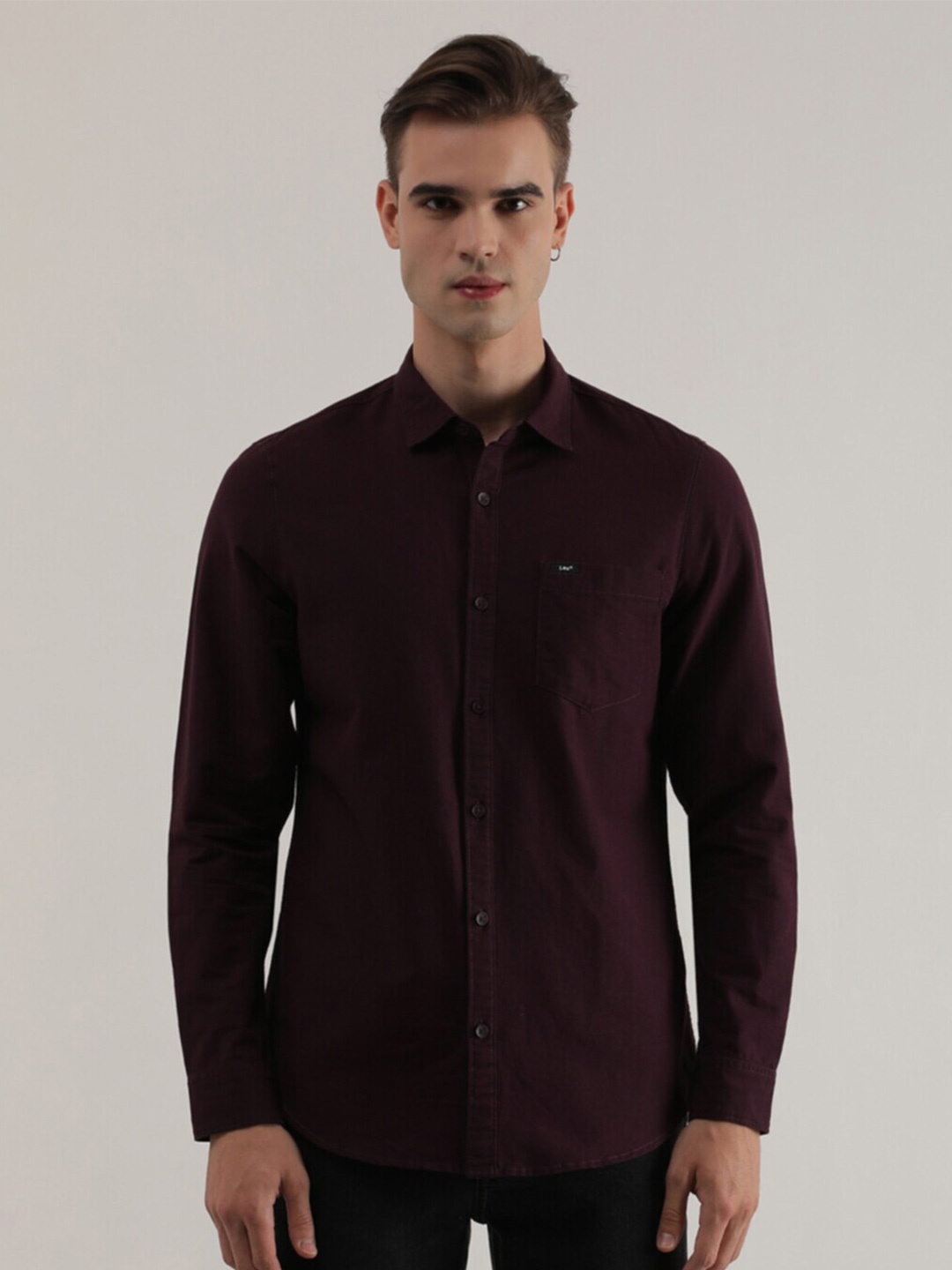 

Lee Slim Fit Opaque Casual Cotton Shirt, Purple
