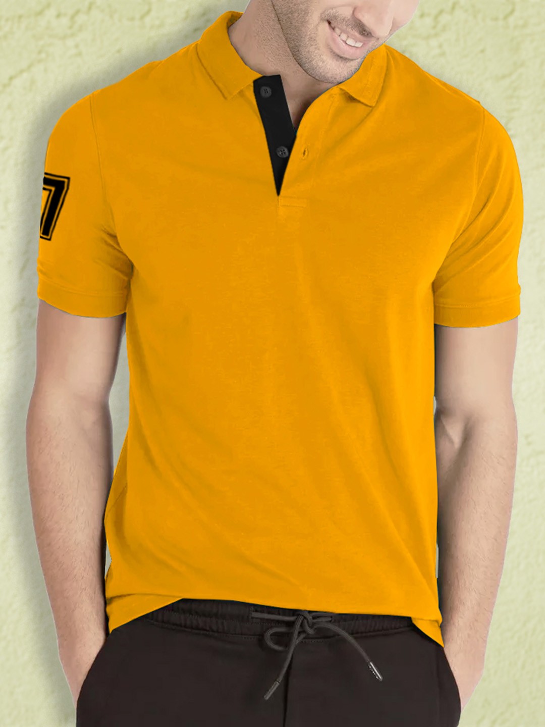 

BLIVE Polo Collar Cotton T-Shirt, Yellow