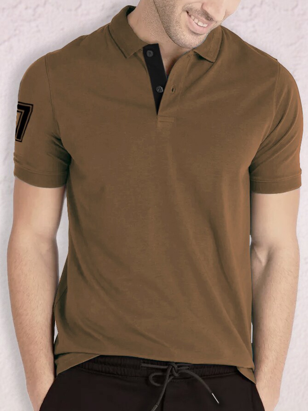 

BLIVE Polo Collar Cotton T-Shirt, Brown