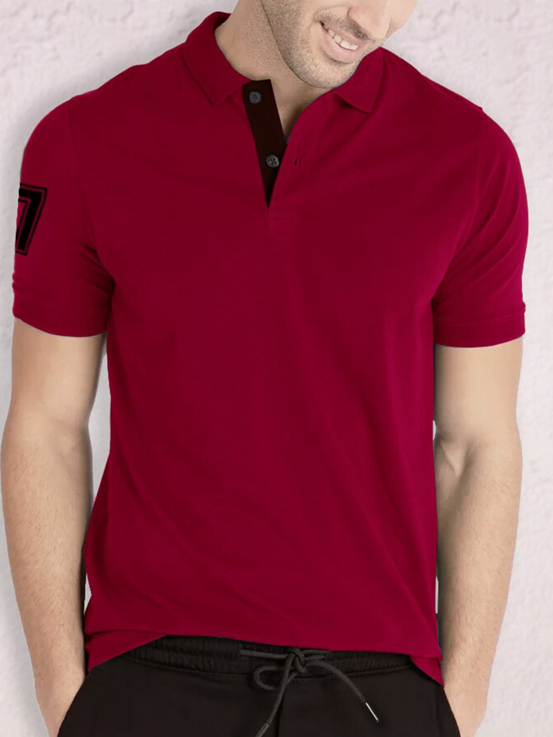 

BLIVE Polo Collar Cotton T-shirt, Maroon