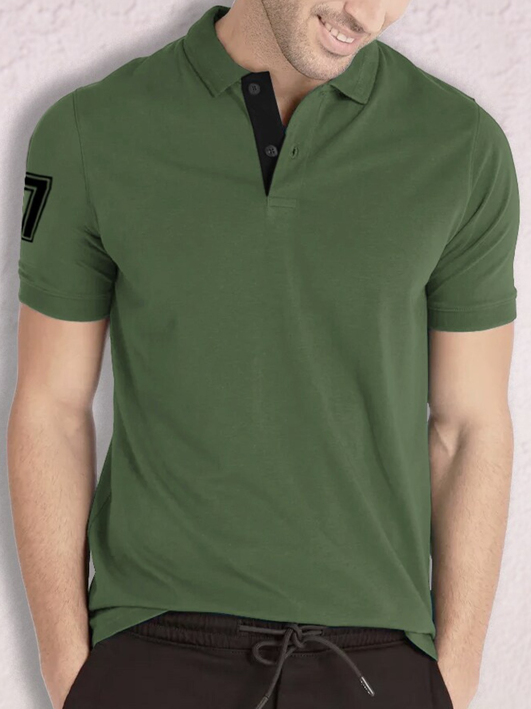 

BLIVE Polo Collar Cotton T-Shirt, Green