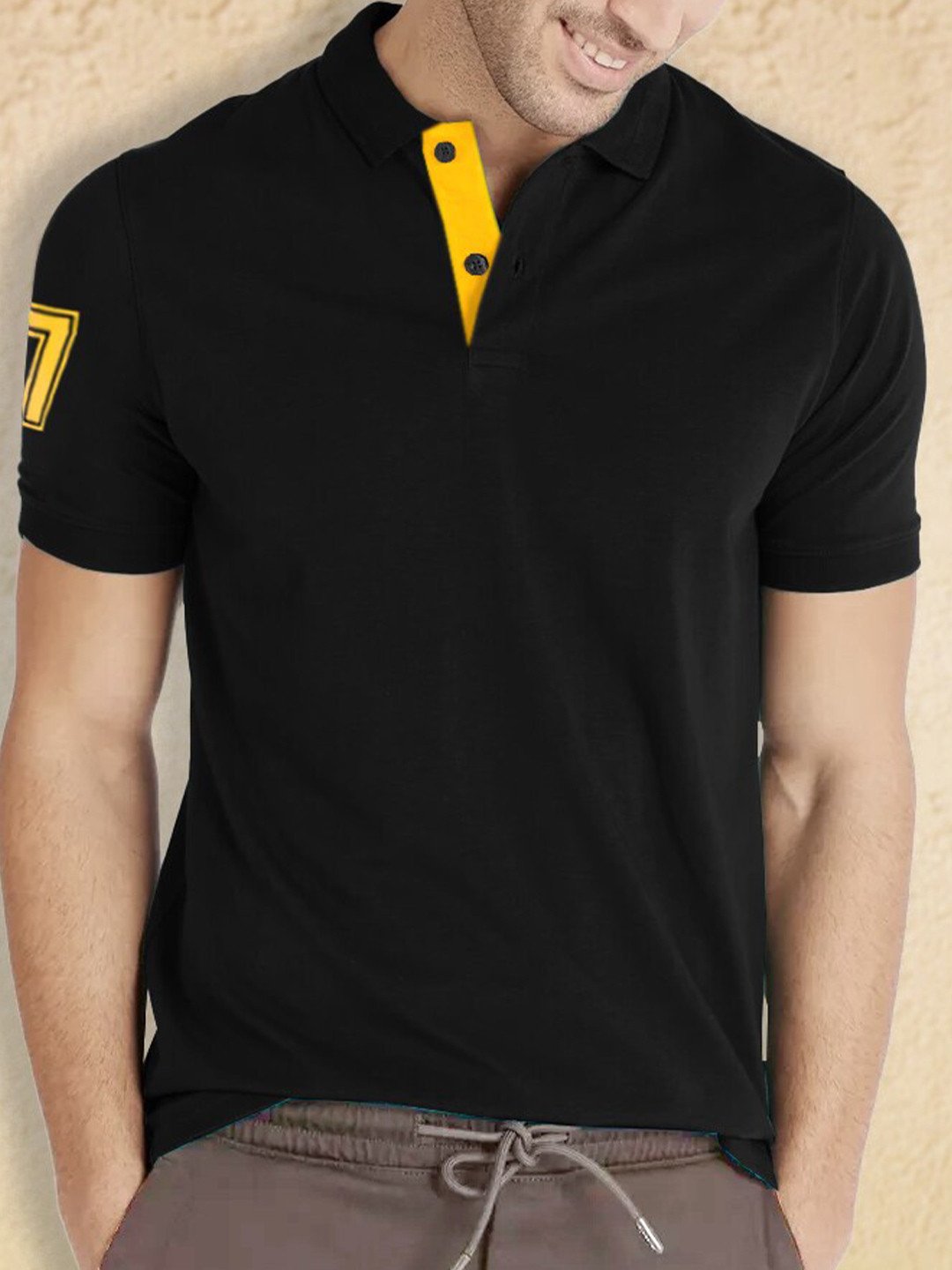 

BLIVE Polo Collar Cotton T-Shirt, Black