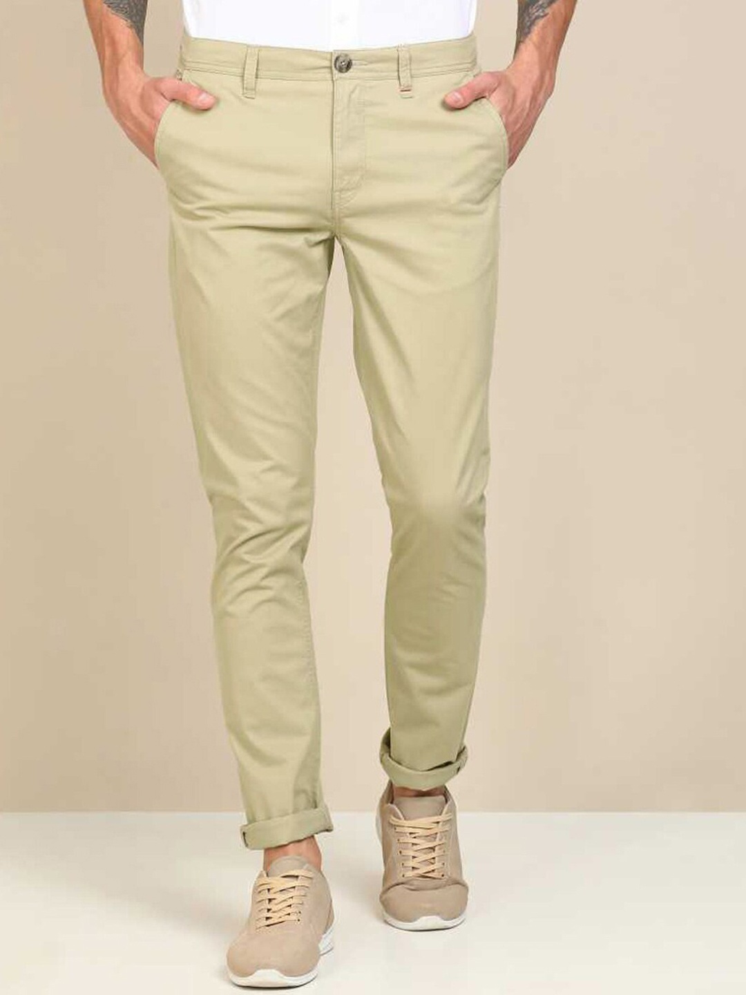 

FUBAR Men Mid-Rise Comfort Chinos Trousers, Green