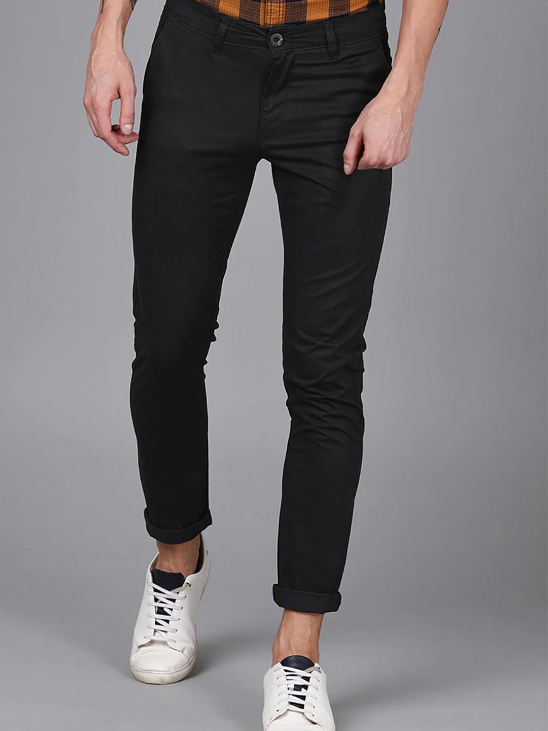 

FUBAR Men Mid-Rise Comfort Easy Wash Cotton Chinos, Black
