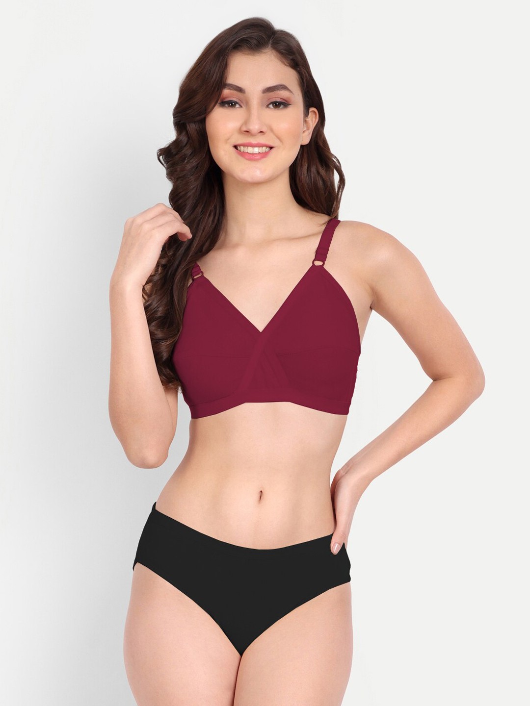 

FIMS Non Padded Non-Wired Mid-Rise Lingerie Set, Maroon