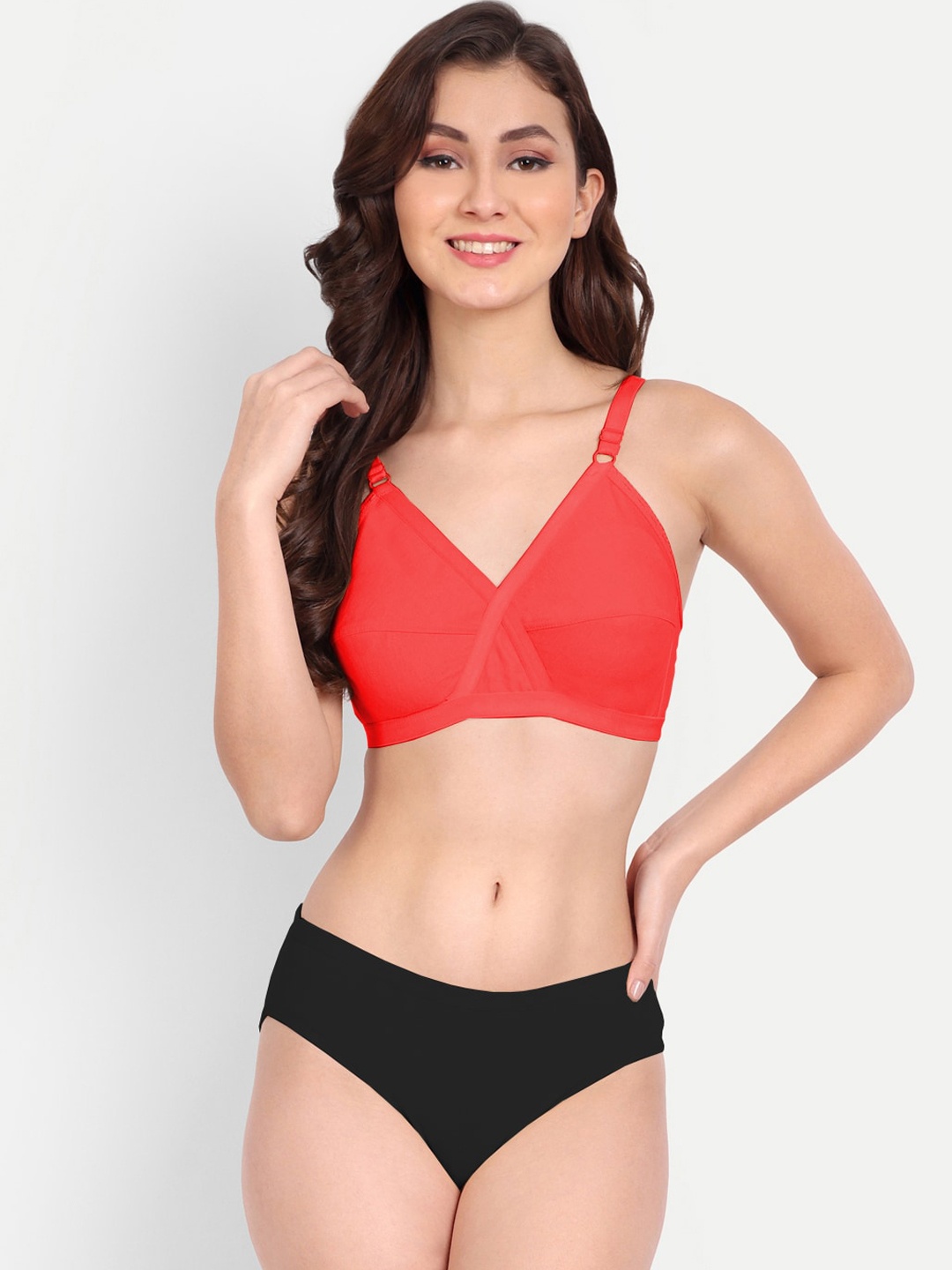 

FIMS Non-Padded Non-Wired Mid-Rise Lingerie Set, Red