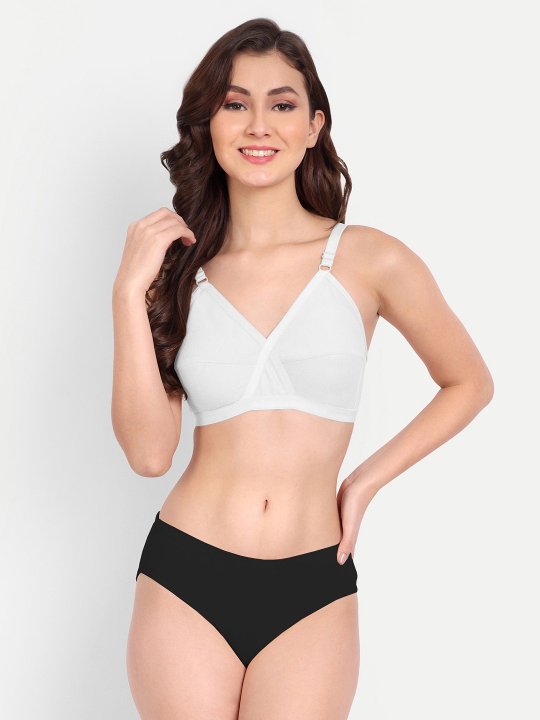 

FIMS Non-Padded Non-Wired Mid-Rise Lingerie Set, White