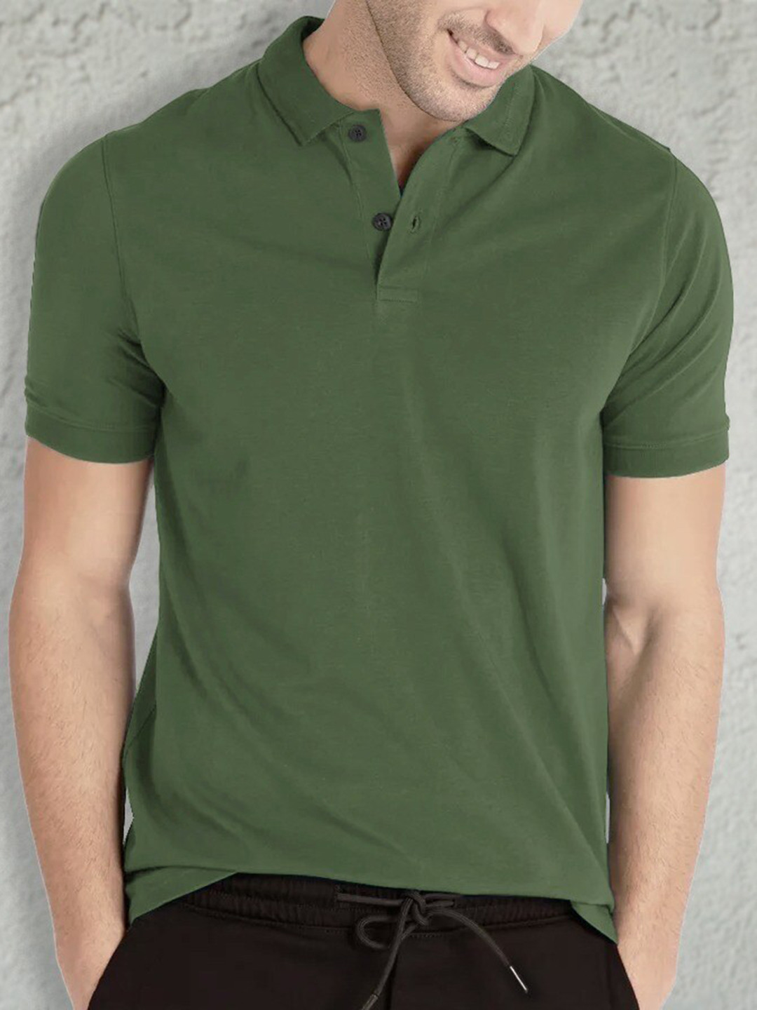 

BLIVE Polo Collar Cotton T-shirt, Green