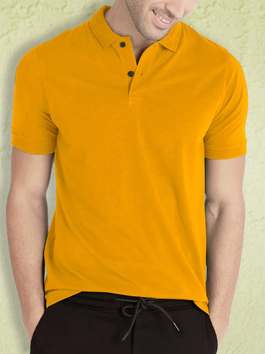 

BLIVE Polo Collar Cotton T-Shirt, Yellow