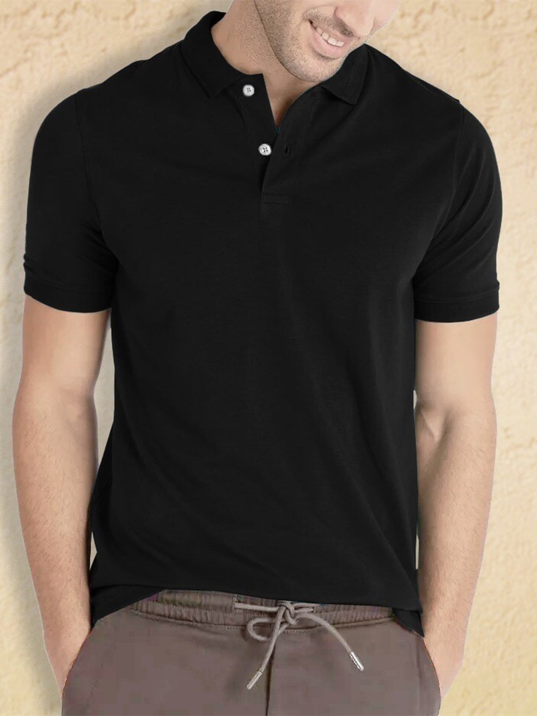 

BLIVE Polo Collar Casual Cotton T-shirt, Black