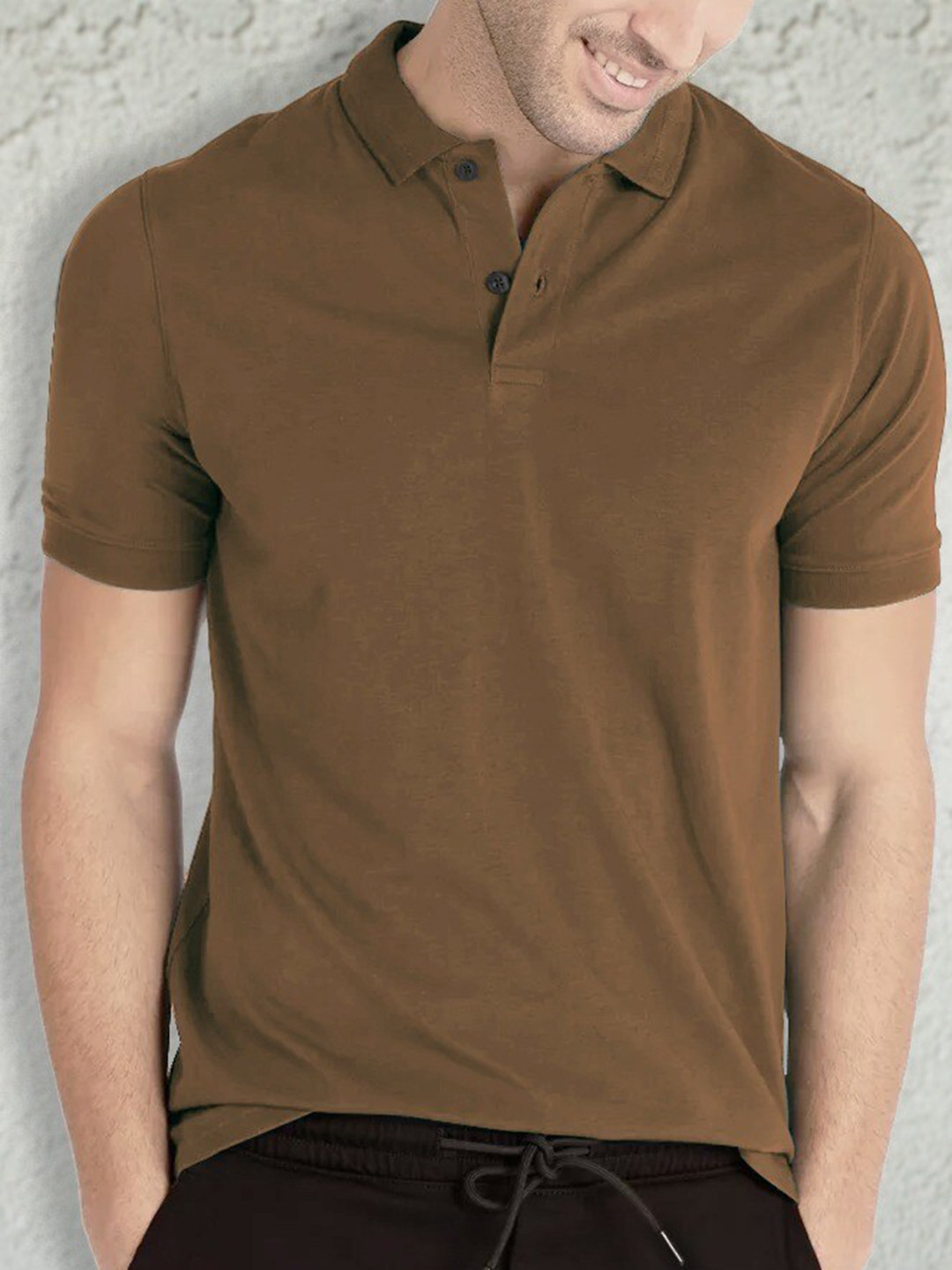 

BLIVE Polo Collar Cotton T-shirt, Brown