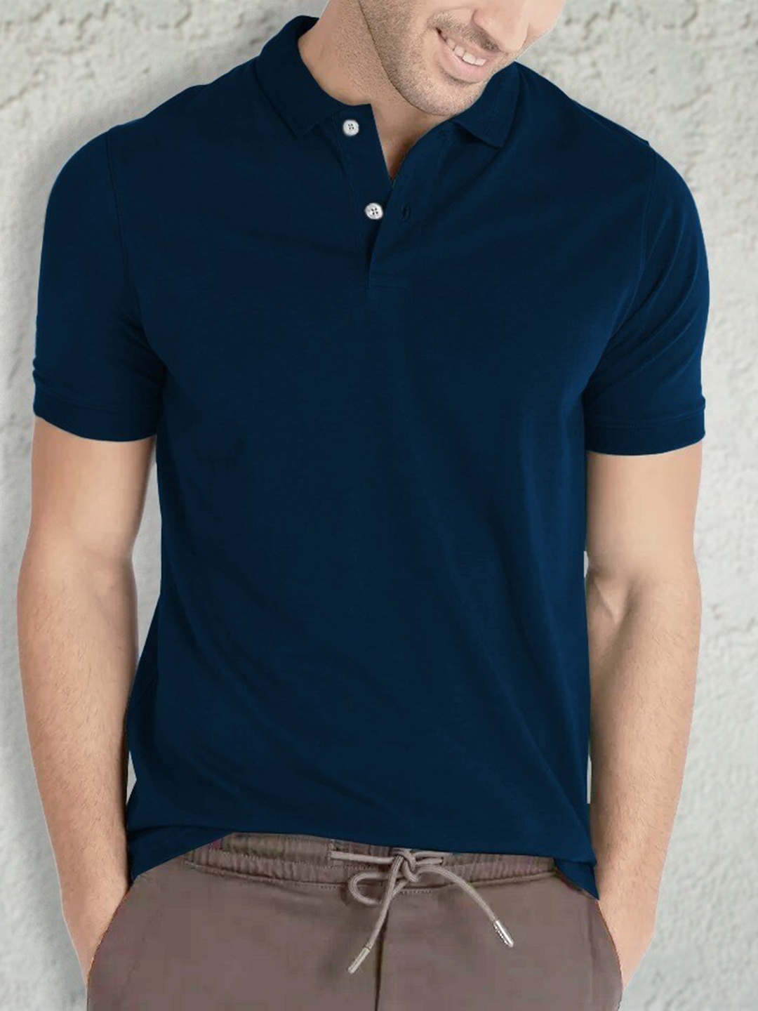

BLIVE Polo Collar Cotton T-shirt, Navy blue