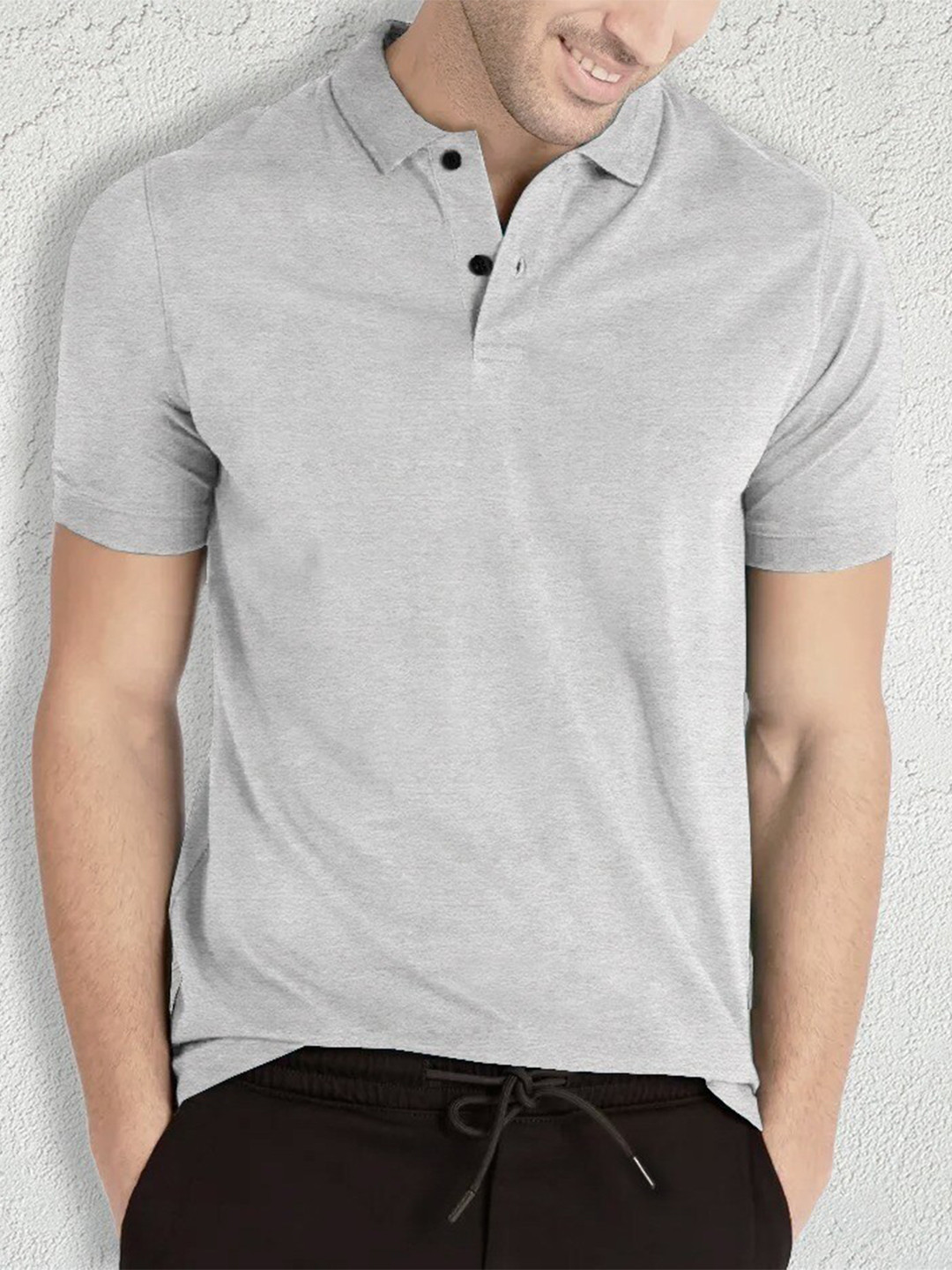 

BLIVE Polo Collar Cotton T-Shirt, Grey