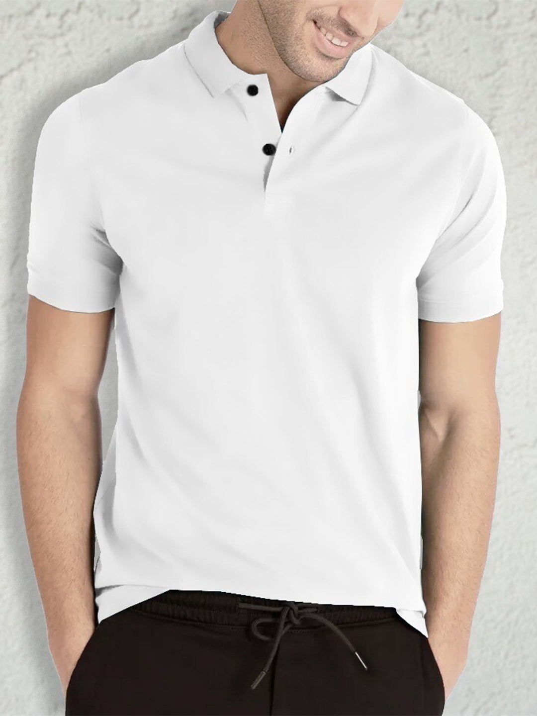 

BLIVE Polo Collar Cotton T-Shirt, White