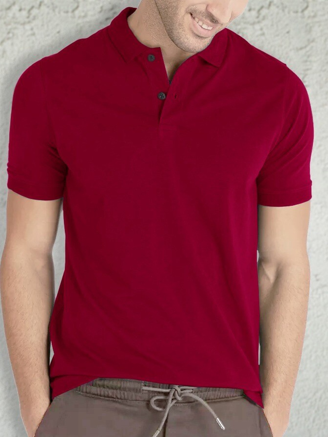 

BLIVE Polo Collar Cotton T-shirt, Maroon
