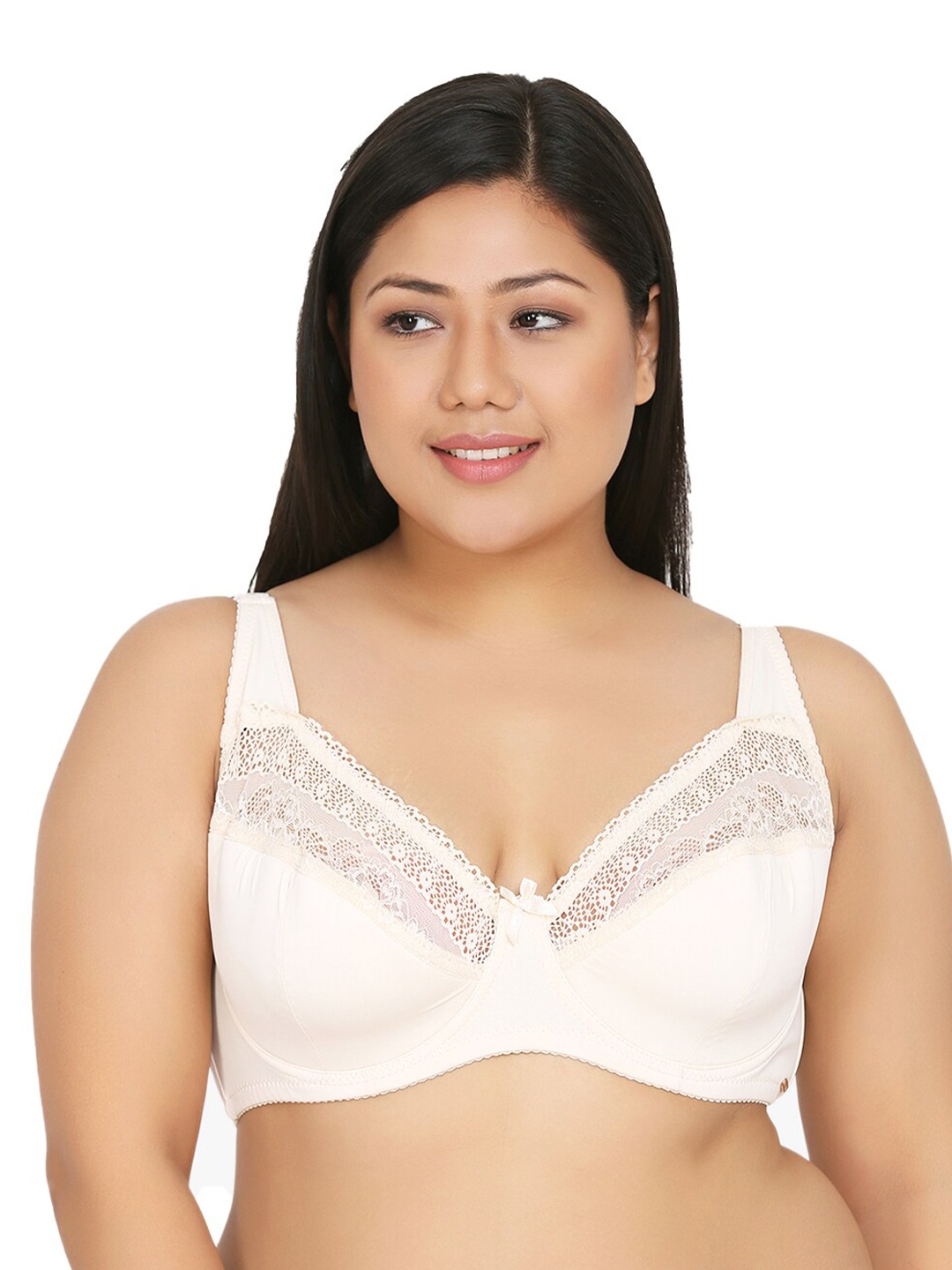 

Da Intimo Women Plus Size Beige Plunge Bra- Underwired Lightly Padded