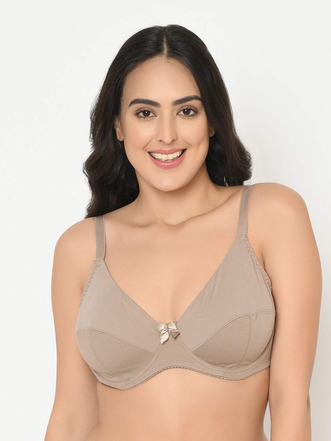 

Da Intimo Plus Size Underwired Non Padded Nylon All Day Comfort Everyday Bra, Brown