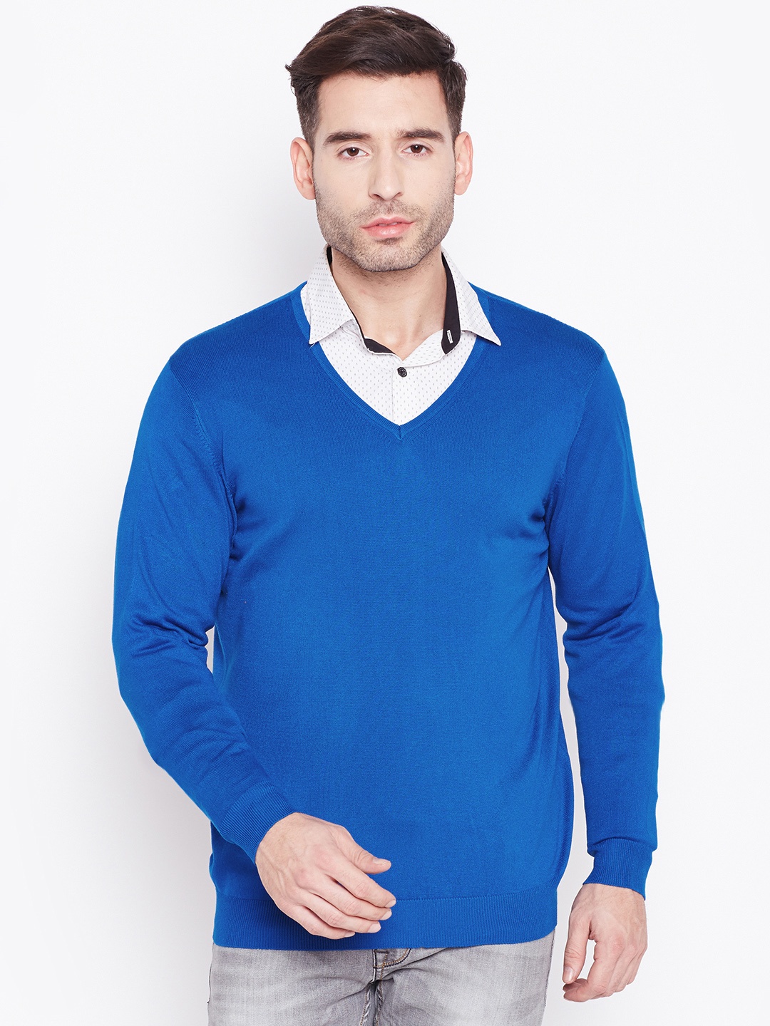 

Blackberrys Men Blue Solid Sweater