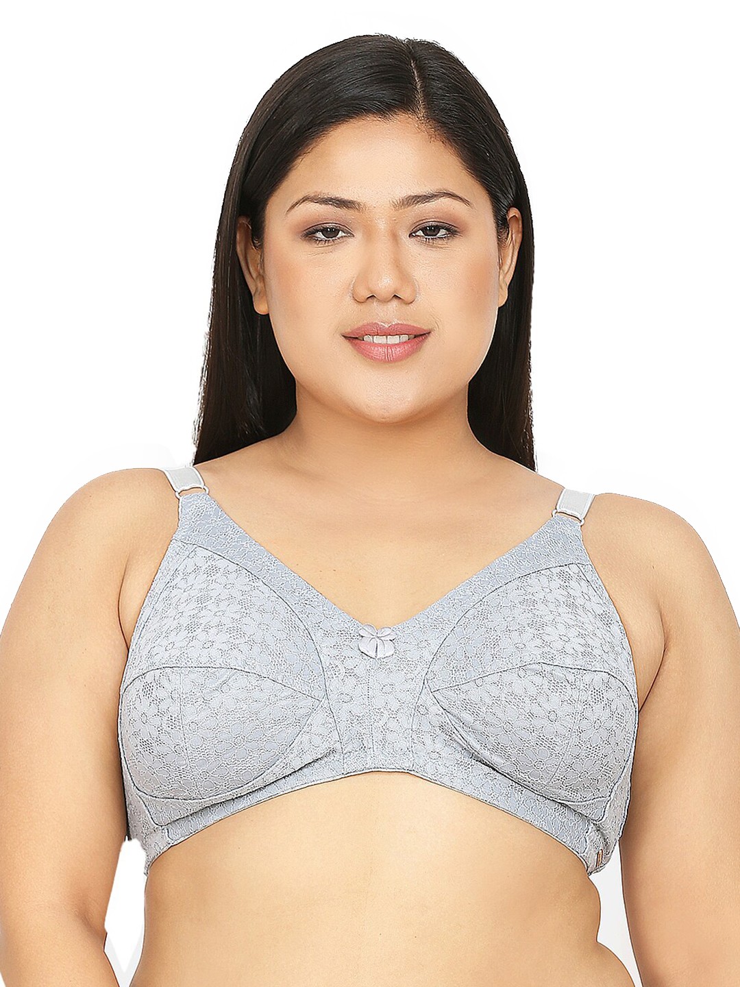 

Da Intimo Plus Size Self Design Cotton Non Padded All Day Comfort Everyday Bra, Grey