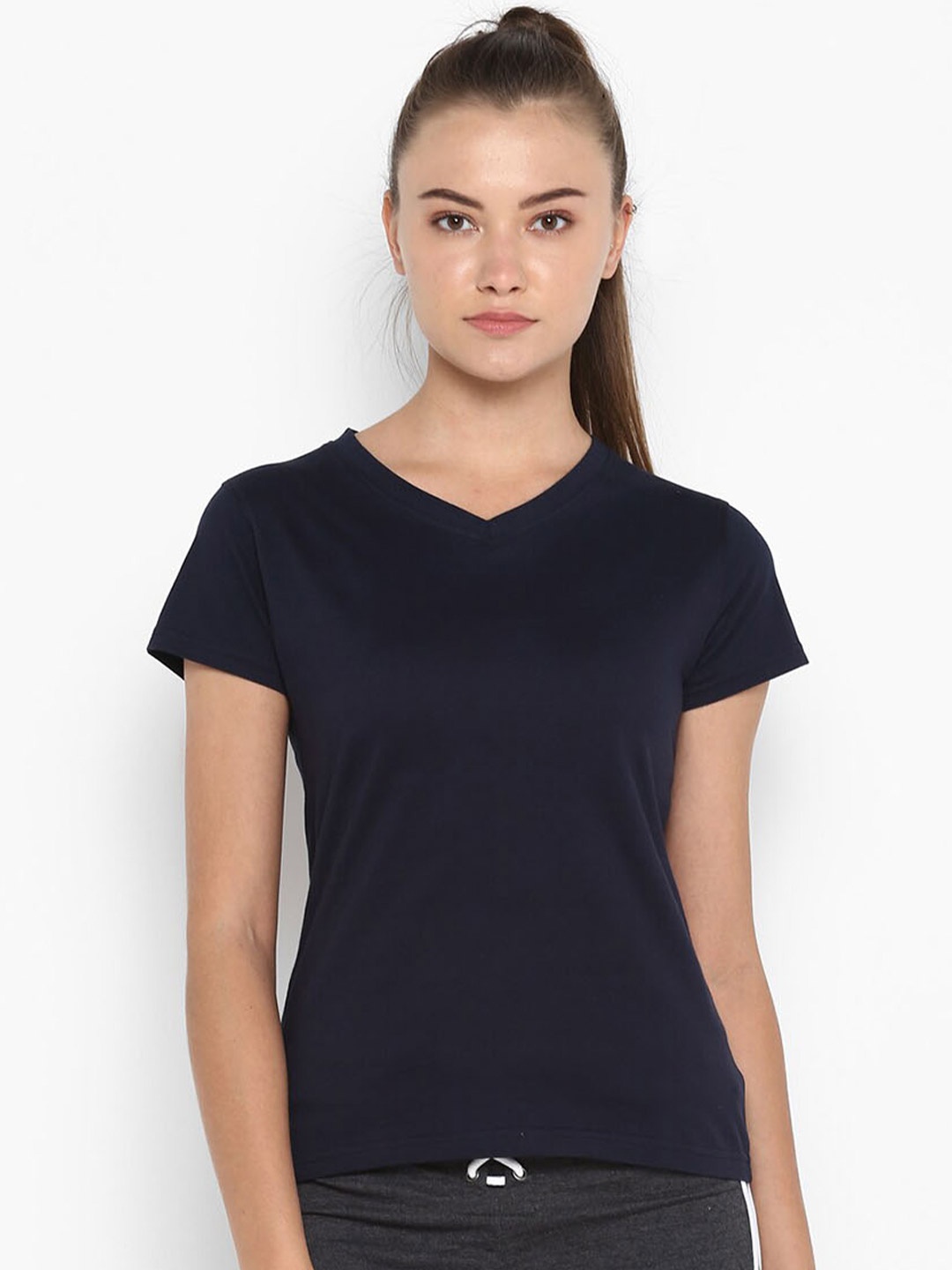 

appulse V-Neck Slim Fit Cotton Sports T-Shirt, Navy blue