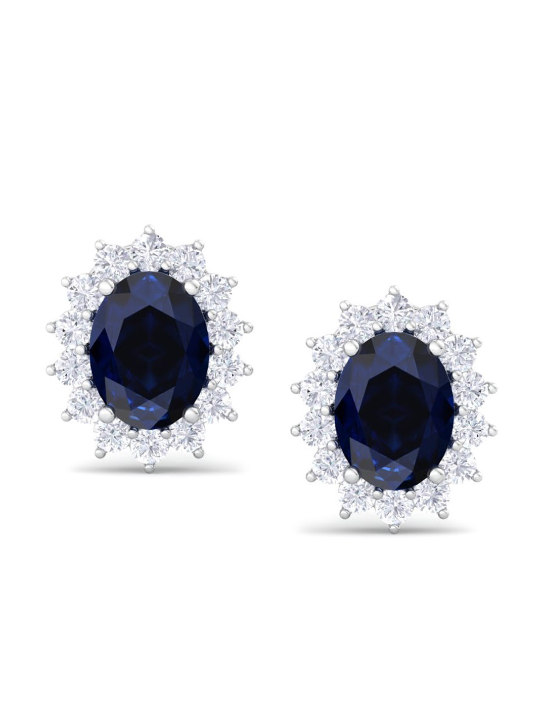 

Inddus Jewels Rhodium-Plated 92.5 Sterling Silver Studs Earrings, Blue