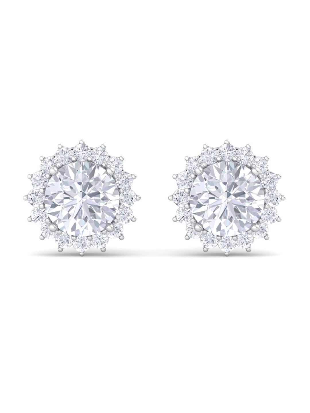 

Inddus Jewels Rhodium-Plated 925 Sterling Silver Cubic Zirconia Circular Studs Earrings