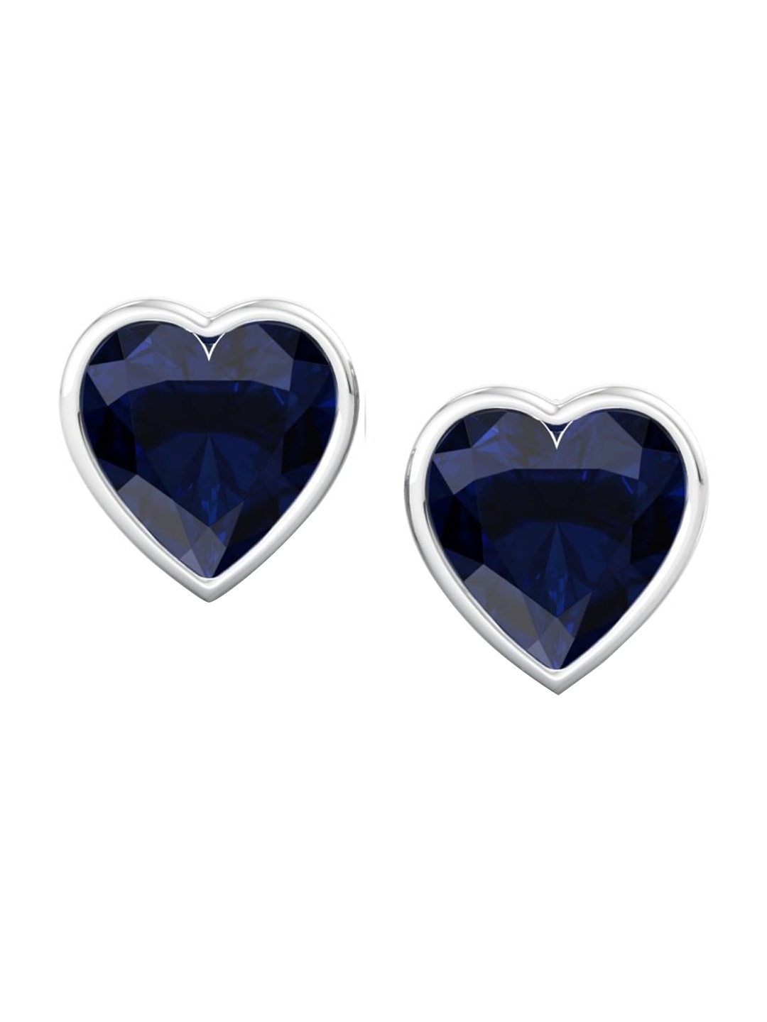 

Inddus Jewels Rhodium-Plated Cubic Zirconia Heart Shaped Studs Earrings, Silver
