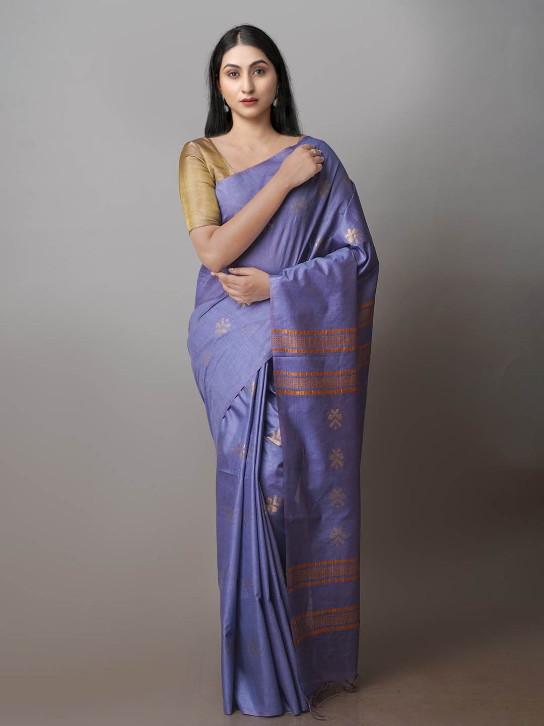 

Unnati Silks Ethnic Motif Woven Design Silk Cotton Chanderi Saree, Violet