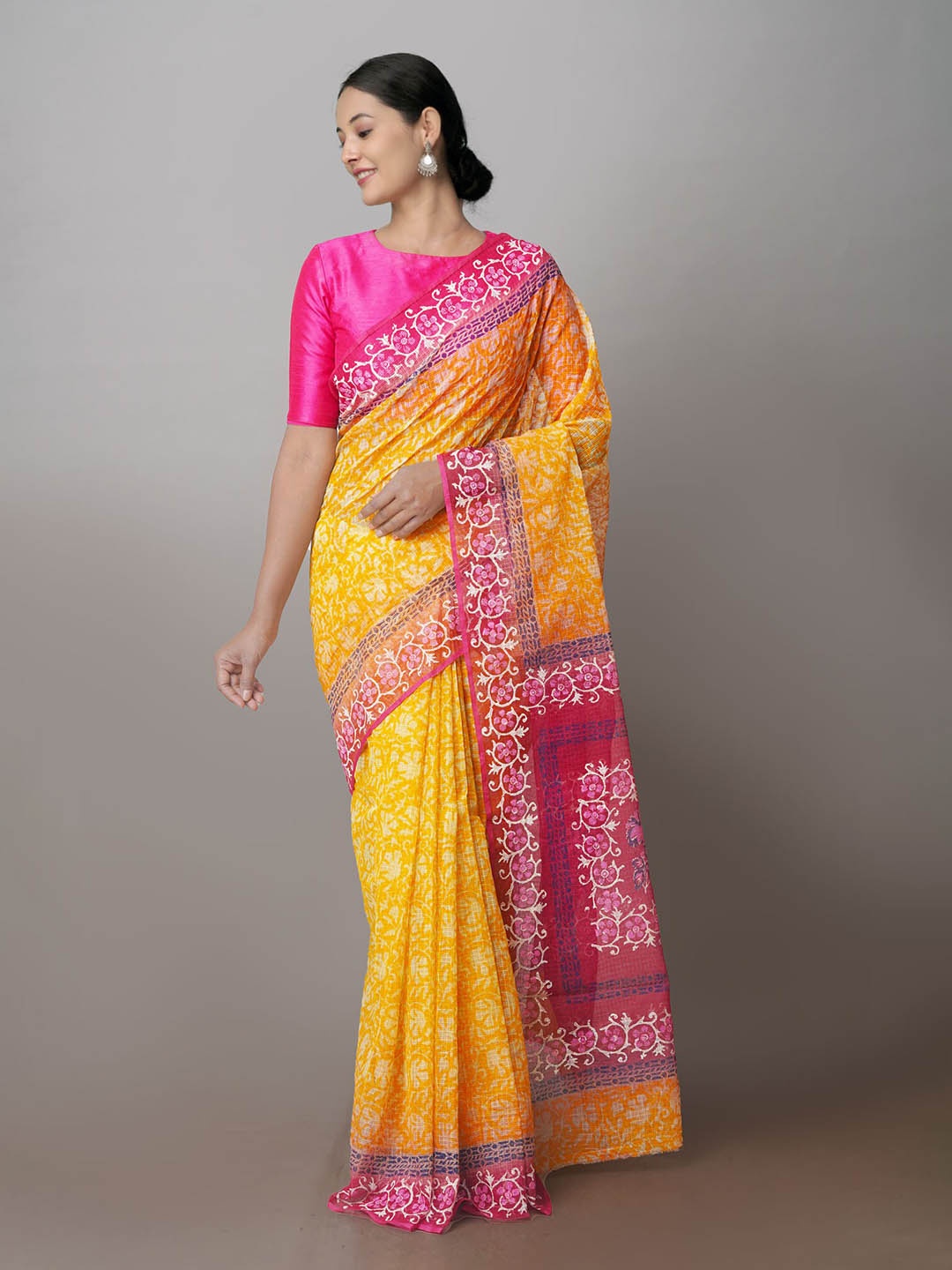 

Unnati Silks Floral Printed Kota Saree, Orange