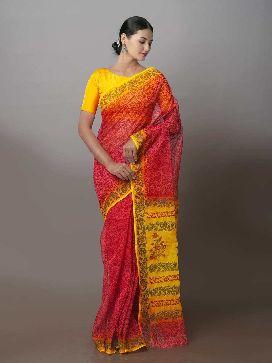 

Unnati Silks Ethnic Motifs Printed Kota Saree, Red