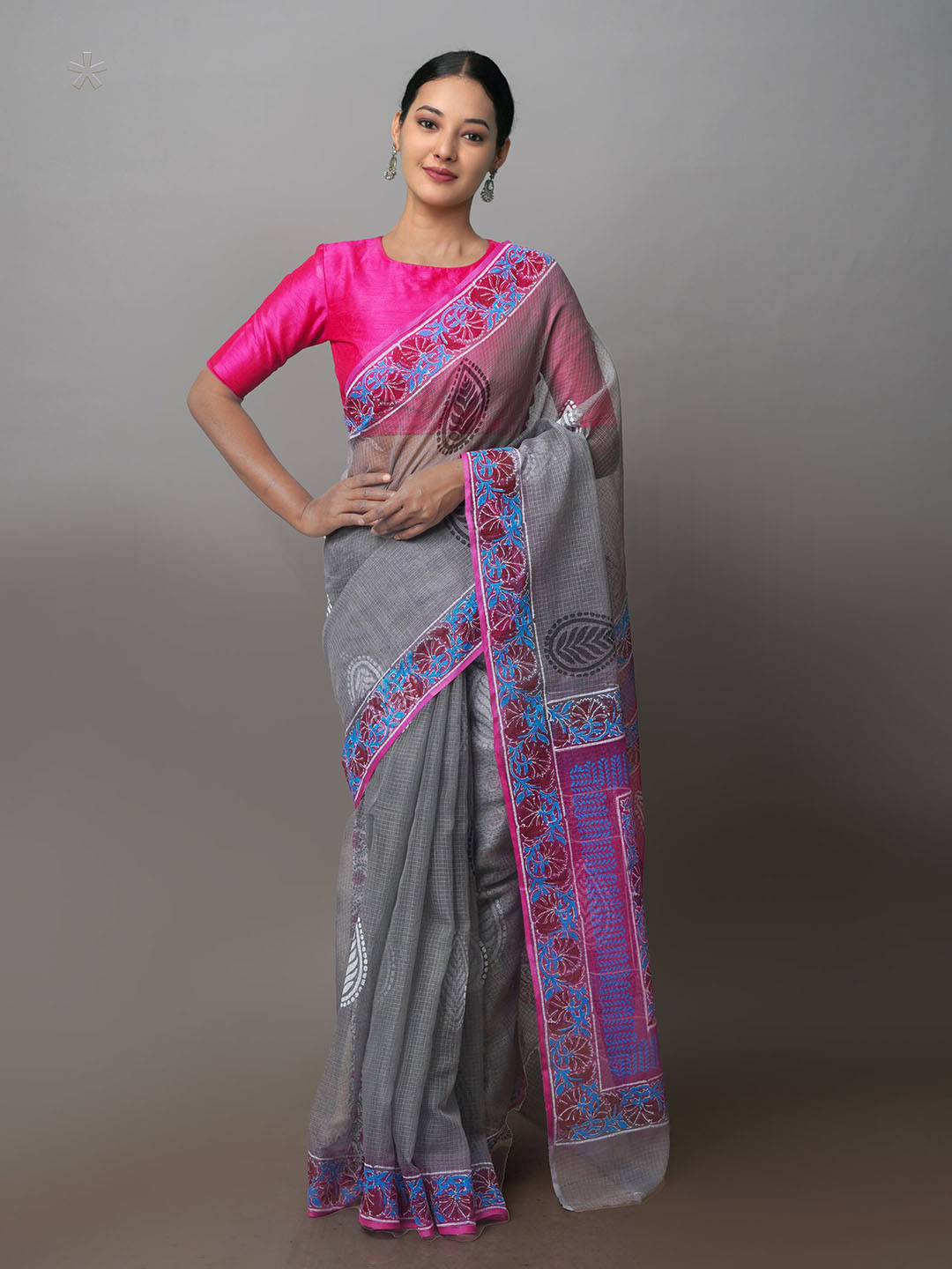 

Unnati Silks Ethnic Motifs Printed Kota Saree, Grey