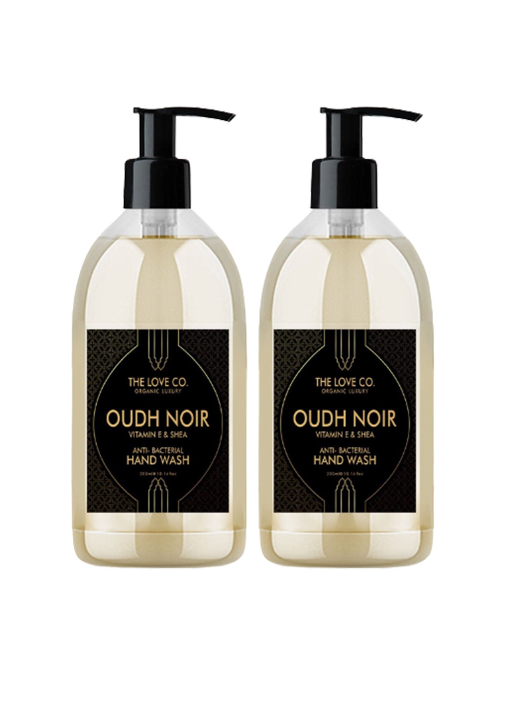 

THE LOVE CO. Oudh Noir Blossom Set Of 2 Hand Soaps For Moisturized Hand 300 ml Each, Gold