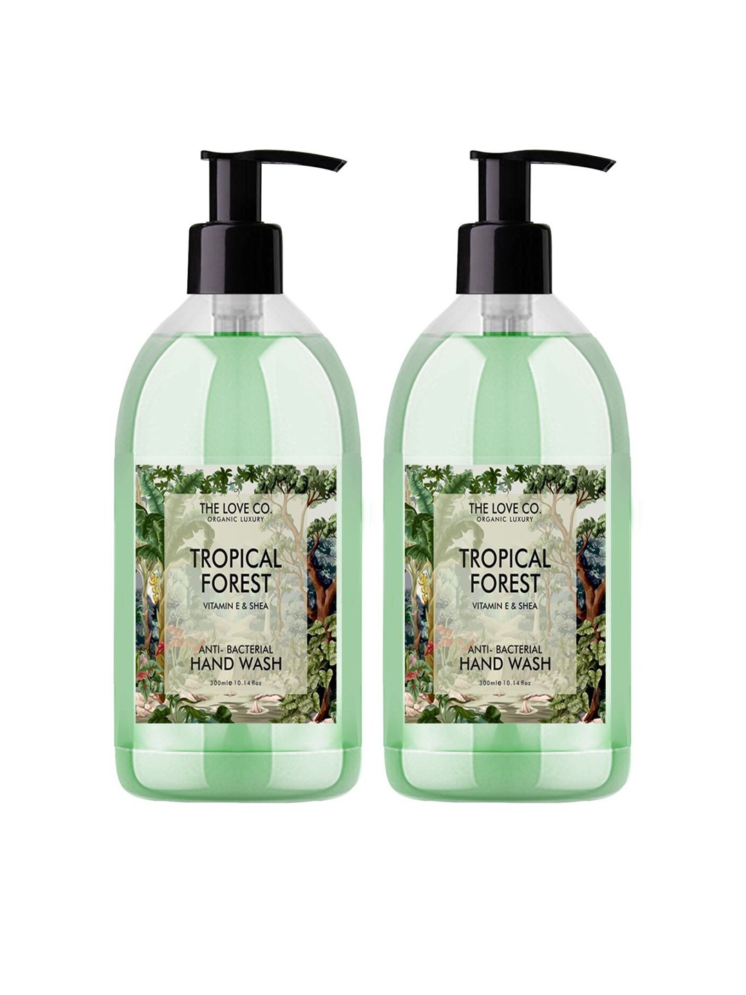

THE LOVE CO. Tropical Forest Set Of 2 Hand Soaps For Moisturized Hand 300 ml Each, Green